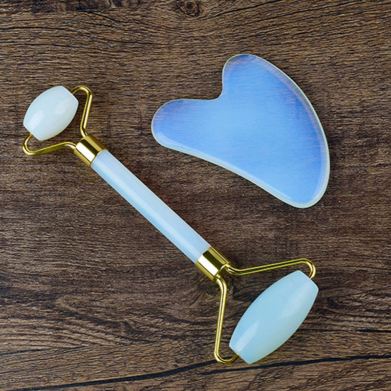 White Opalite Face Roller And Gua Sha Set