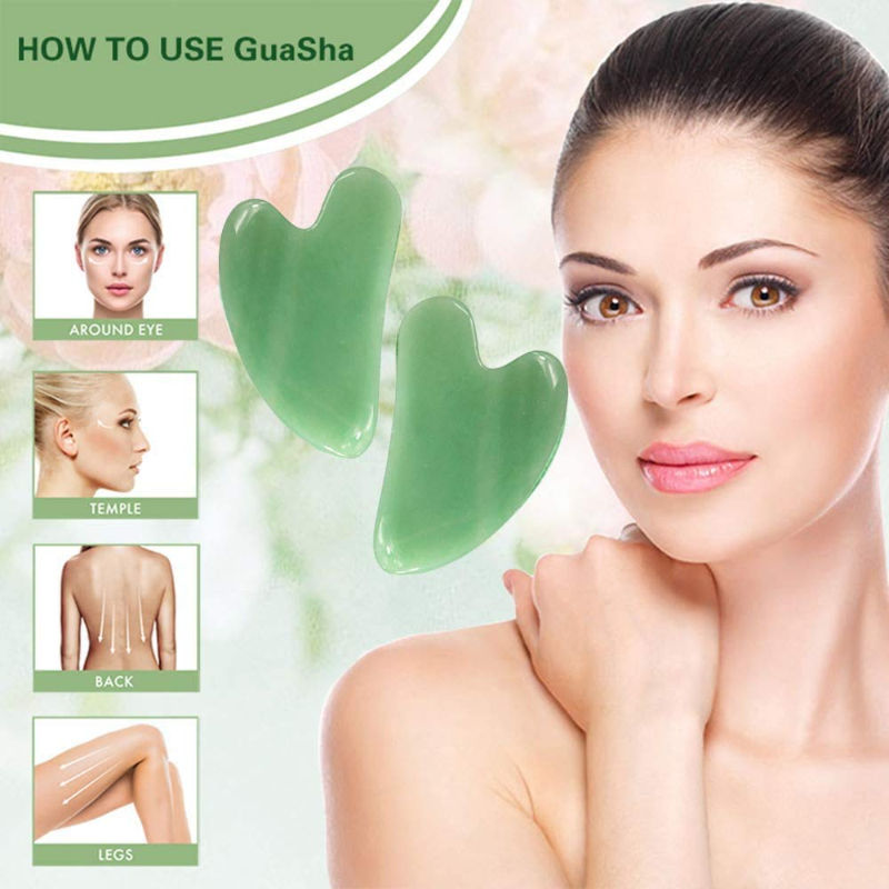 Green Jade Gua Sha Stone For Face, Neck And Under Eye (1 pcs)