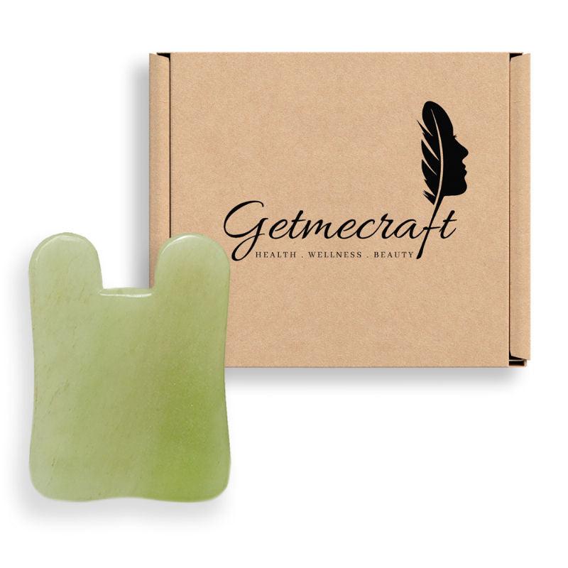 Green Jade Gua Sha Massage Tool (Rabbit Ear Shape)